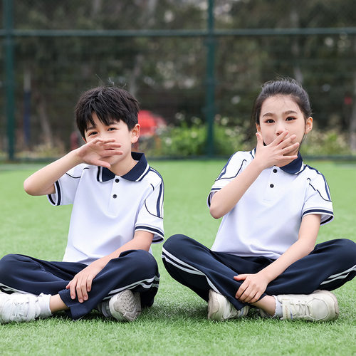 夏季棉质校服套装中学生短袖班服高中生学院风运动会毕业照合唱服
