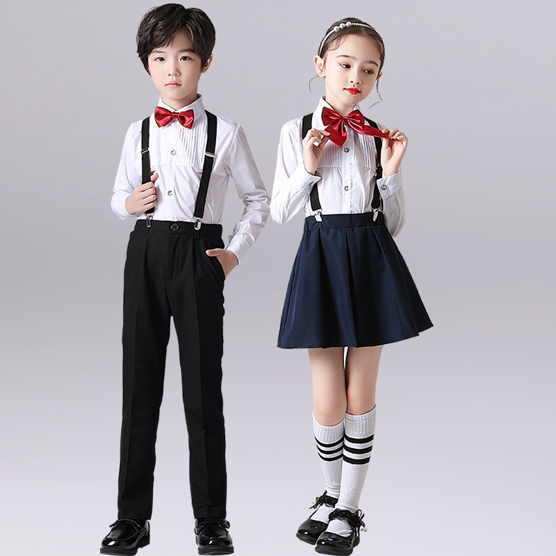 六一儿童演出服幼儿园男童女童春秋背带裤中小学生大合唱团表演服