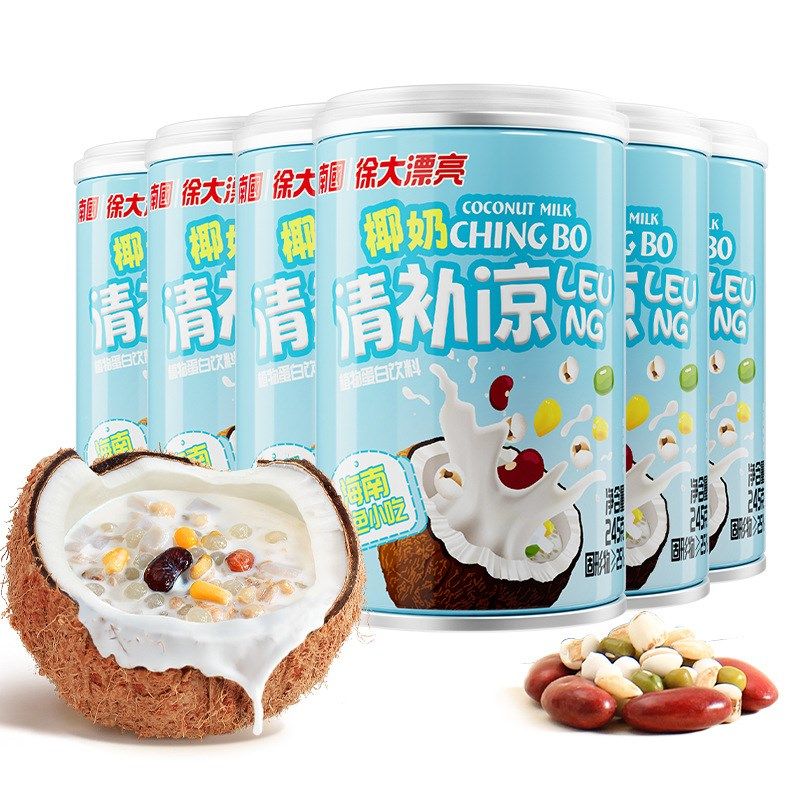 南国正宗椰奶清补凉245g*6罐椰子汁饮料椰果代Q餐果肉三亚海南特