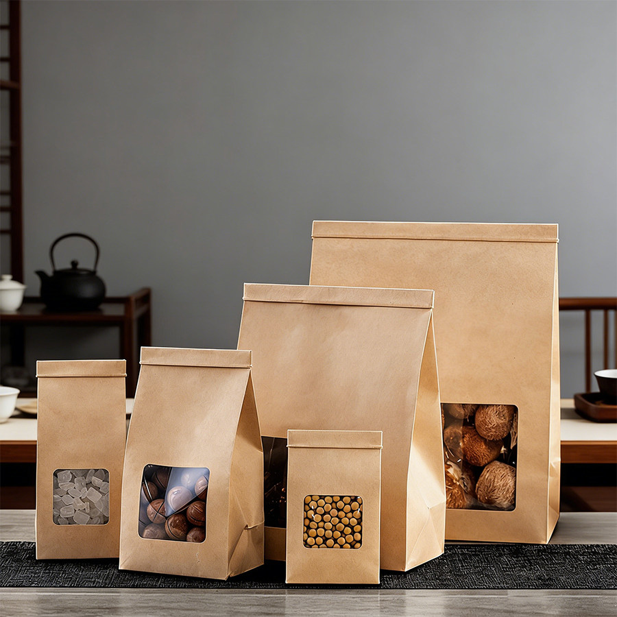 加厚牛皮纸铝箔铁丝密封袋红茶绿茶坚果自封袋大号开窗锡纸袋定制