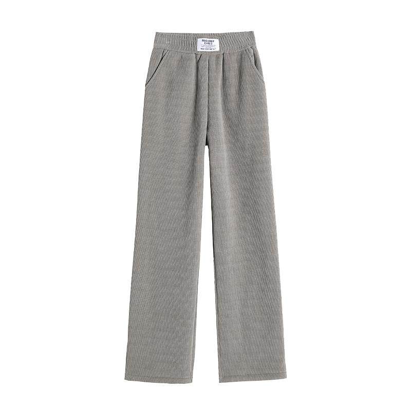 雪尼尔加绒裤子女秋冬季阔腿裤灯芯绒加厚休闲保暖直筒羊羔绒女裤