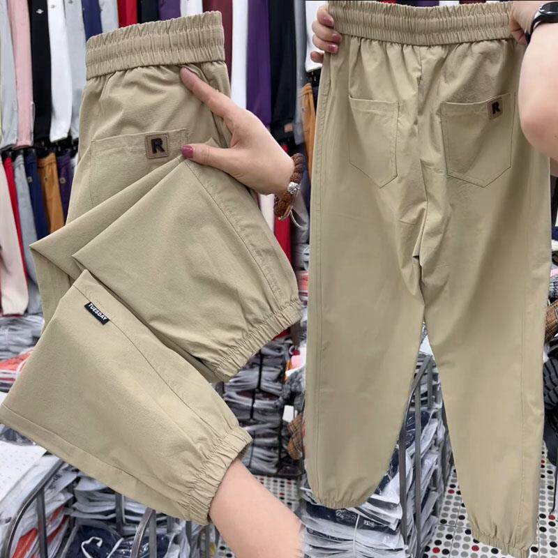 夏季新款冰丝速干九分运动裤女宽松显瘦哈伦裤洋气百搭束脚休闲裤