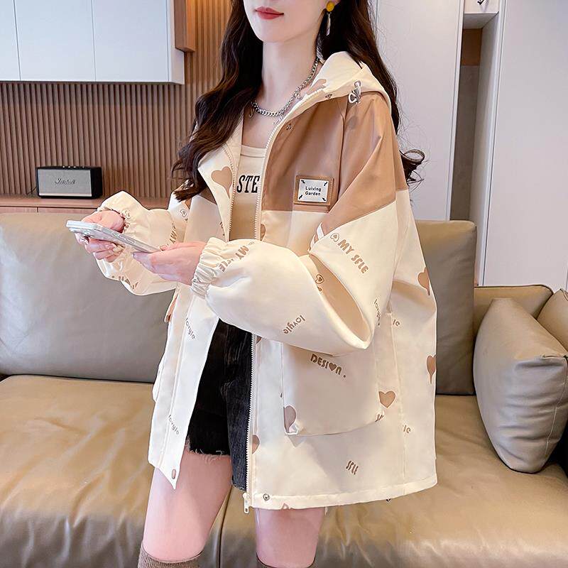 工装外套少女春秋装2025年新款韩版宽松设计感大口袋拼色冲锋衣潮