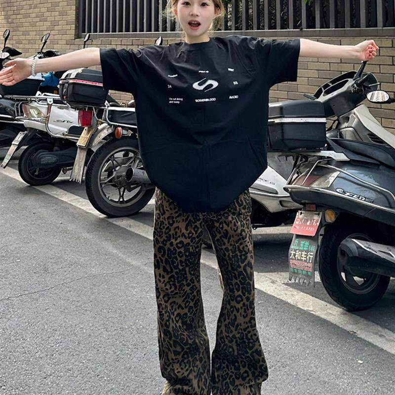 高个子加长美式vibe风复古直筒阔腿豹纹牛仔裤女宽松显瘦拖地裤子,女装/女士精品,牛仔裤,淘宝优惠券,粉丝福利购,淘宝优惠卷