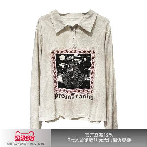 先验DavidBowie做旧印花Polo衫