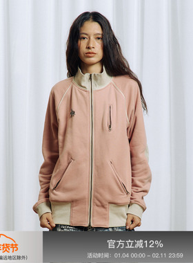 APRIORITY先验 肘部拼接螺纹立领插肩袖廓形双拉链开衫卫衣外套