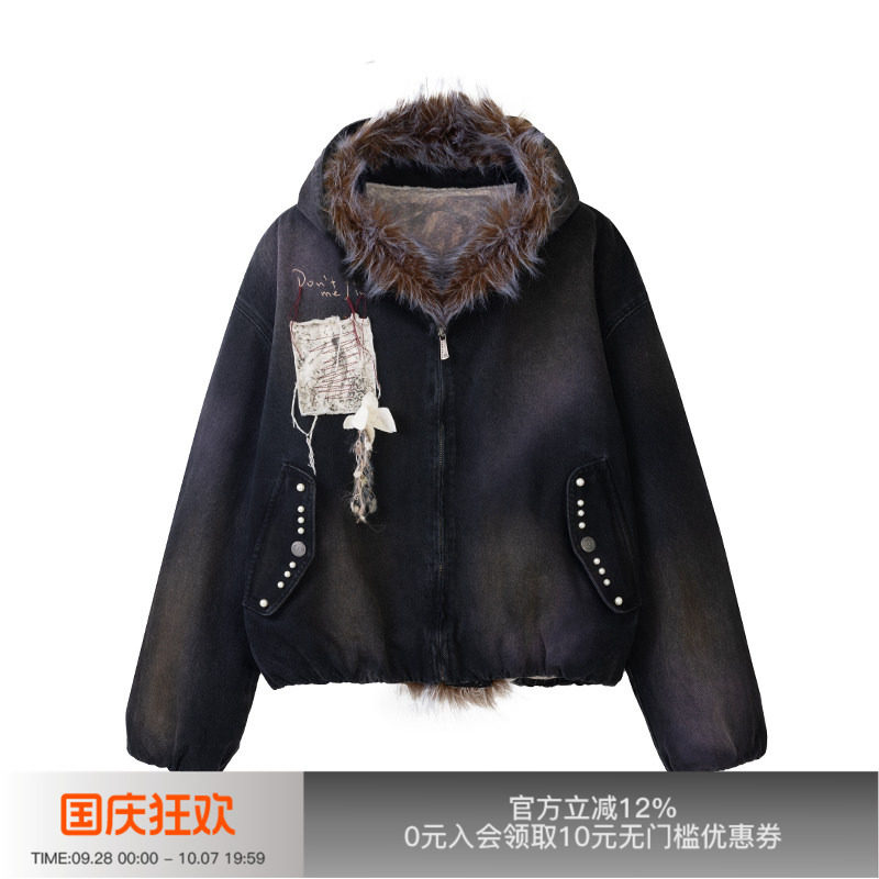 APRIORITY先验毛领加绒牛仔夹克图片
