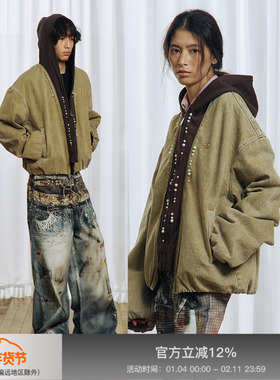 APRIORITY先验 艾雅娜永不凋零的鲜花 假两件连帽牛仔夹克外套