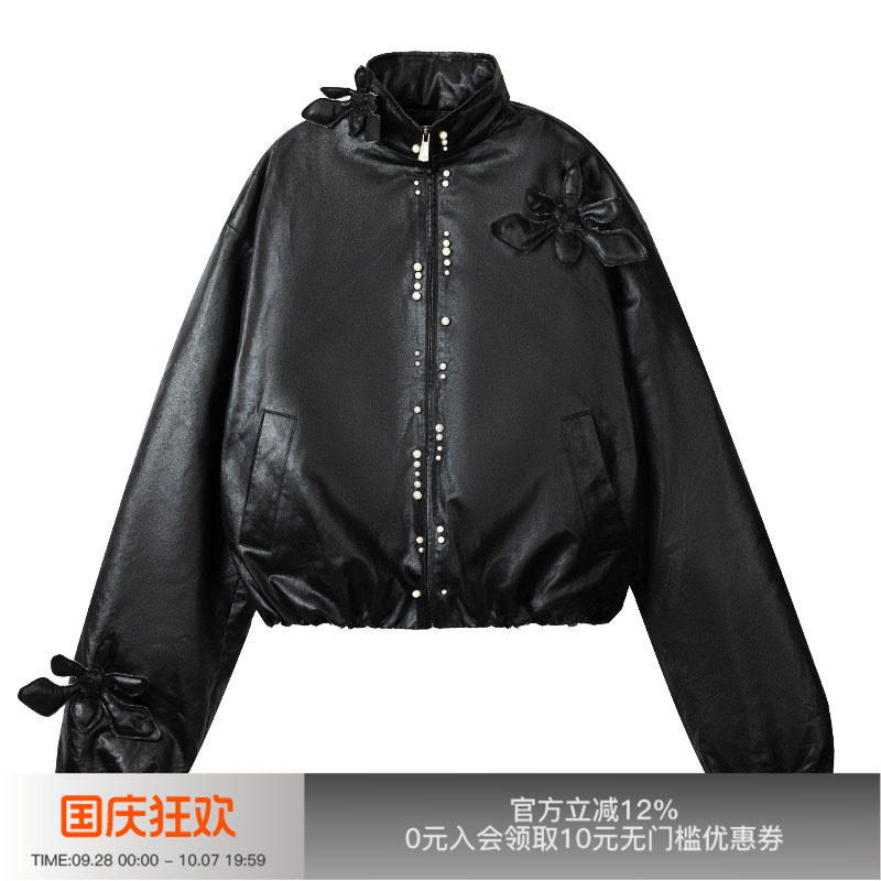 APRIORITY干蜡仿皮白鸭绒羽绒服图片