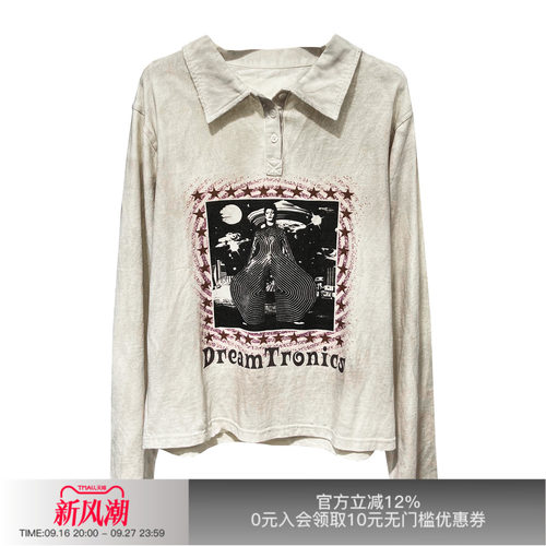 先验DavidBowie做旧印花Polo衫