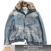 APRIORITY先验浮士德仿皮草领口绣花水洗时装 牛仔夹克