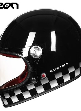 BEON碳纤维摩托车头盔男女复古全盔个性机车跑盔四季通用冬B510