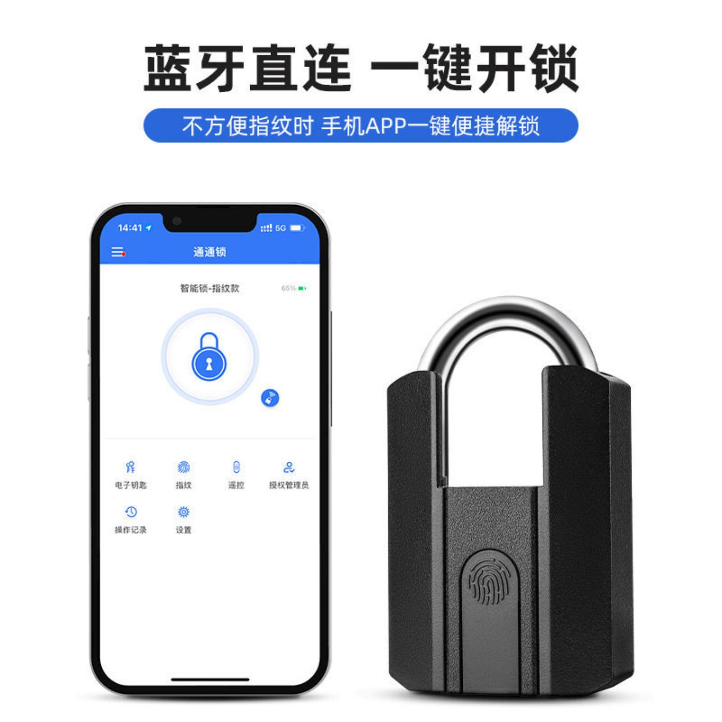户外防水防锈指纹锁家用电子小锁小区大门铁链挂锁宿舍储物柜锁头