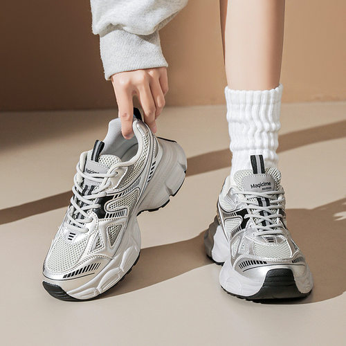 奥古狮登网面厚底老爹鞋女202