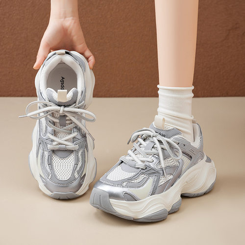 奥古狮登银色老爹鞋女2025新