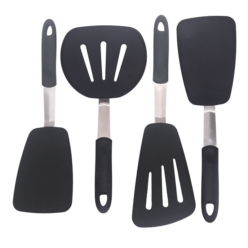 硅胶厨具4件套硅胶锅铲煎铲披萨铲家用烹饪厨房硅胶锅铲漏铲煎铲