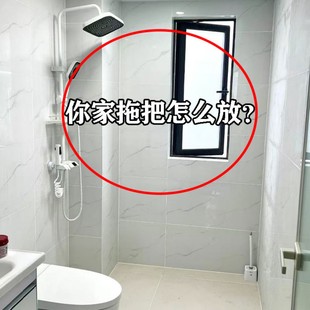 拖把壁挂夹吸盘挂扫把拖布挂钩免打孔架家用卫生间墙上管道清洁棒