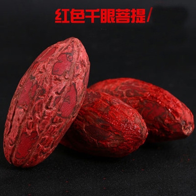 日g本千眼菩提子彩色果原籽星月手把件染色果风化果红