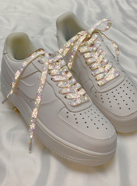 3m反光鞋带雪花银白男女款配饰af1空军一号aj1小白鞋装饰冰雪奇缘