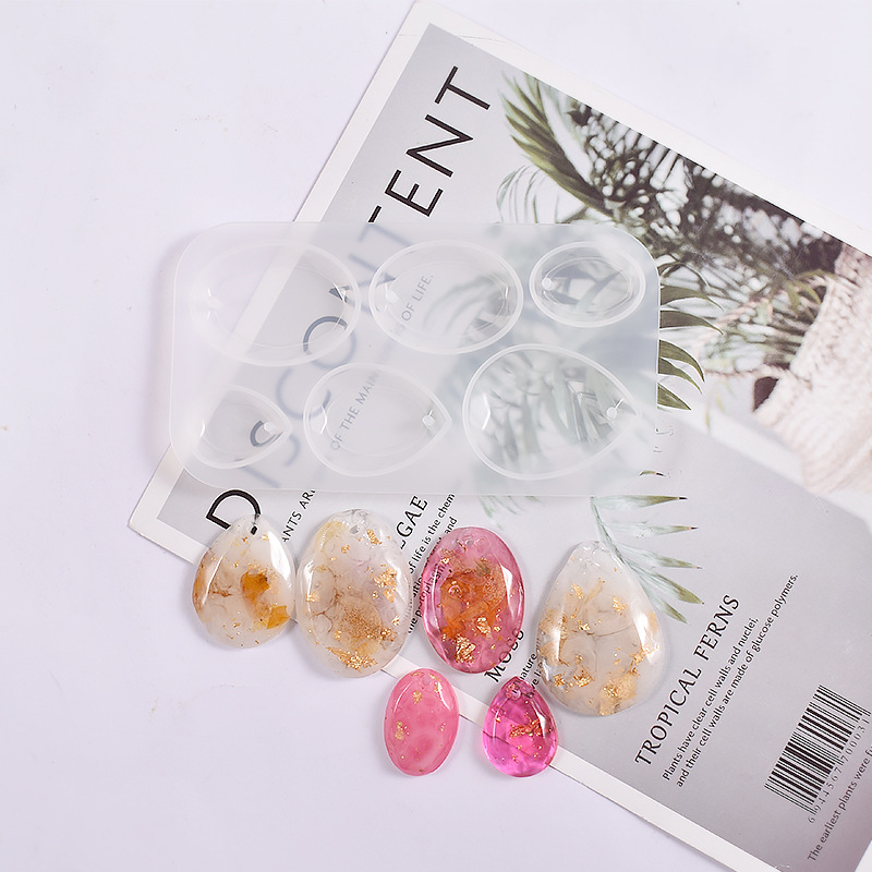 仙菲梦diy水晶滴胶树脂切面椭圆水滴吊坠硅胶模具耳环挂坠钥匙扣