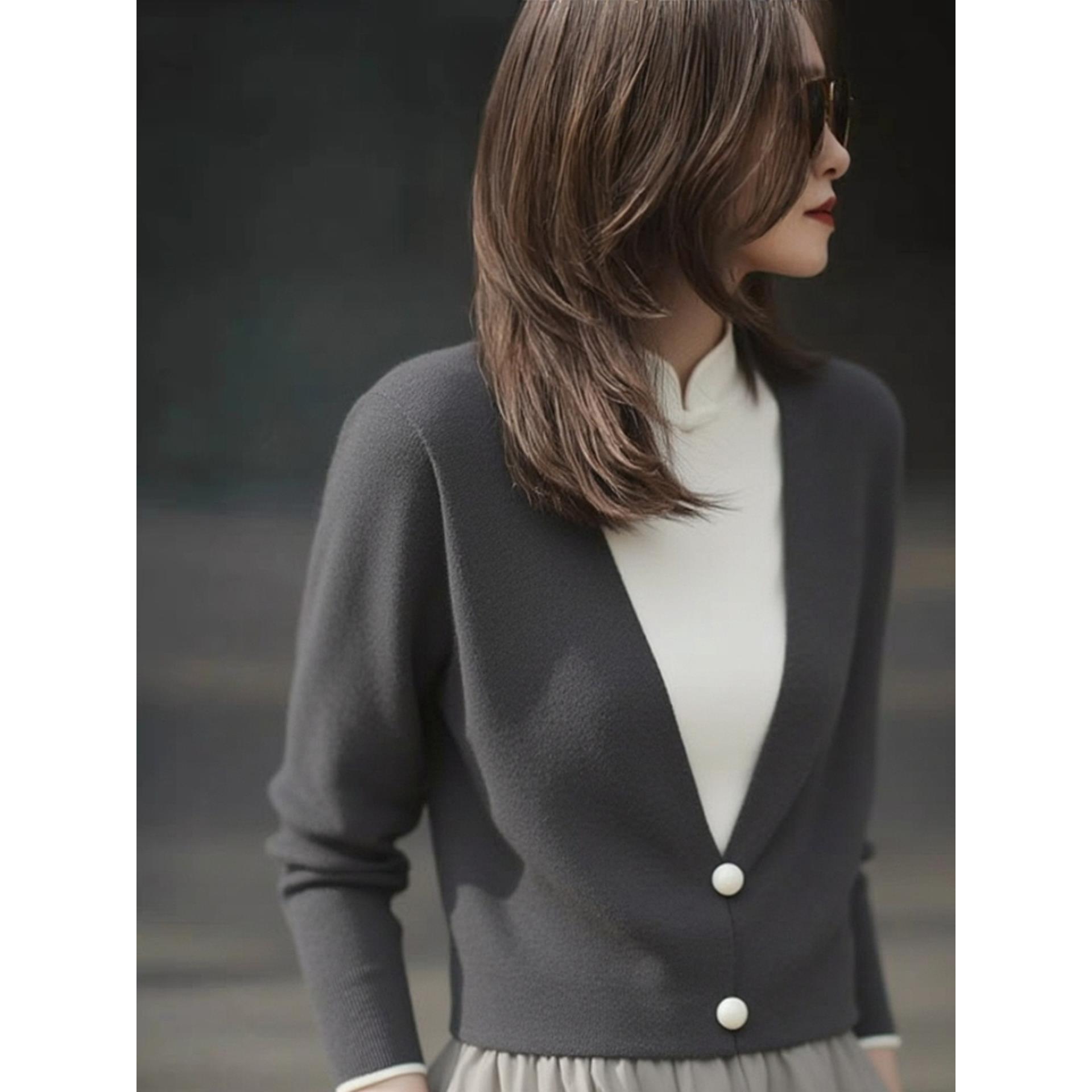 MONLOUVE专柜撤回国际大牌女装上衣时尚洋气软糯漂亮轻熟假两件针