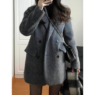 MONLOUVE高级感西装赫本风外套女短款小个子厚呢子大衣2025秋冬季