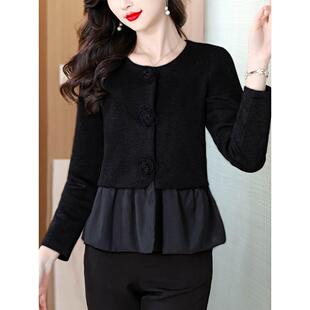 MONLOUVE高级感时尚花朵气质法式短款外套收腰显瘦修身上衣女春秋