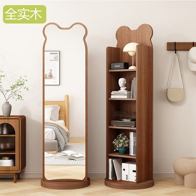 实木全身镜落地镜可旋转移动试衣