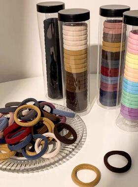 罐装女生扎头发头绳高弹力耐用发绳黑色发圈皮套橡皮筋2024年新款