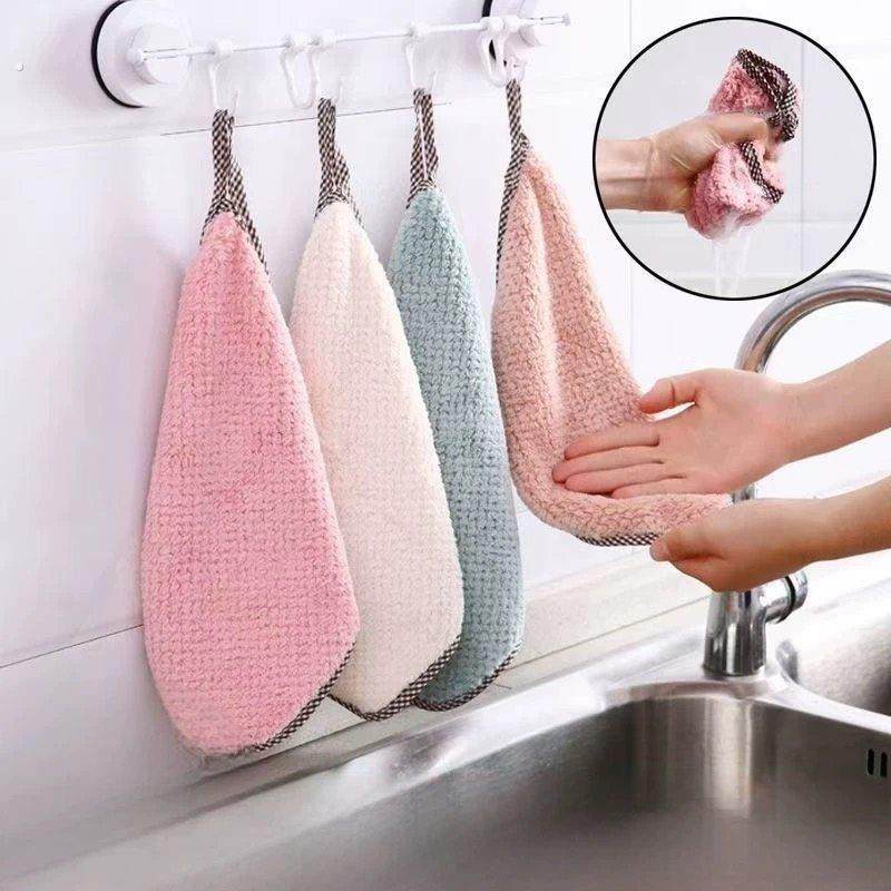 3条可挂式珊瑚绒擦手巾菠萝纹清洁巾不掉毛吸水抹布洗碗布清洁布,家庭/个人清洁工具,厨房擦手巾,淘宝优惠券,粉丝福利购,淘宝优惠卷