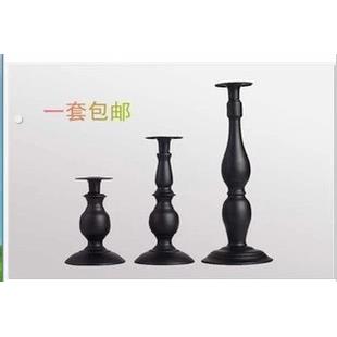 欧式古典黑色单头求婚礼物 西餐铁艺蜡烛台婚庆摆件 高档烛台
