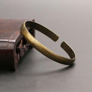 覆古黄铜贵妃手镯女士开口铜镯子黄铜做旧古代铜饰品手环礼品收藏