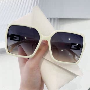 墨镜女款白色边框太阳镜黑白镜框白边遮阳镜白框眼镜高级感女复古