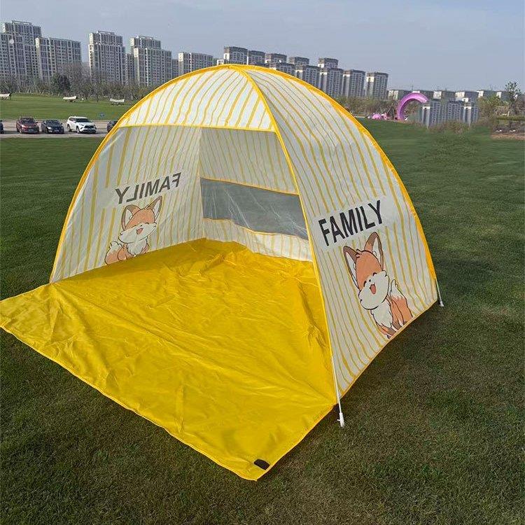 便捷式速开户外帐篷防晒防风遮阳棚野餐露营折叠帐篷带窗地钉加厚