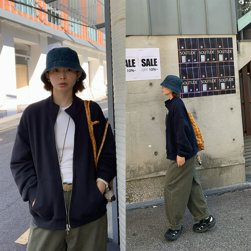 简约休闲立领拉链卫衣开衫外套女