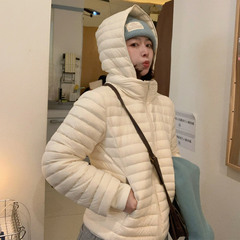 333sss 轻盈～修身收腰可拆连帽白鸭绒排骨羽绒服女短款冬季外套