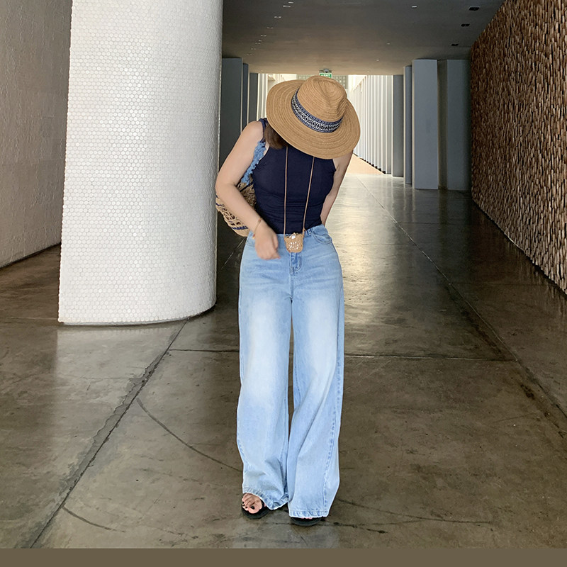 333sss 春天的浅蓝色～百搭水洗直筒牛仔裤阔腿裤拖地长裤女,女装/女士精品,牛仔裤,淘宝优惠券,粉丝福利购,淘宝优惠卷