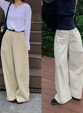 333sss 版型wan美弯刀裤 气质卡其休闲裤阔腿拖地休闲裤女秋