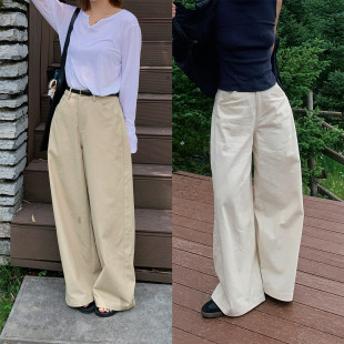 阔腿拖地休闲裤 333sss 气质卡其休闲裤 型wan美弯刀裤 女秋 版
