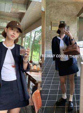 333sss 百搭藏蓝色高腰显瘦气质通勤西装短裙包臀裙女秋季半身裙