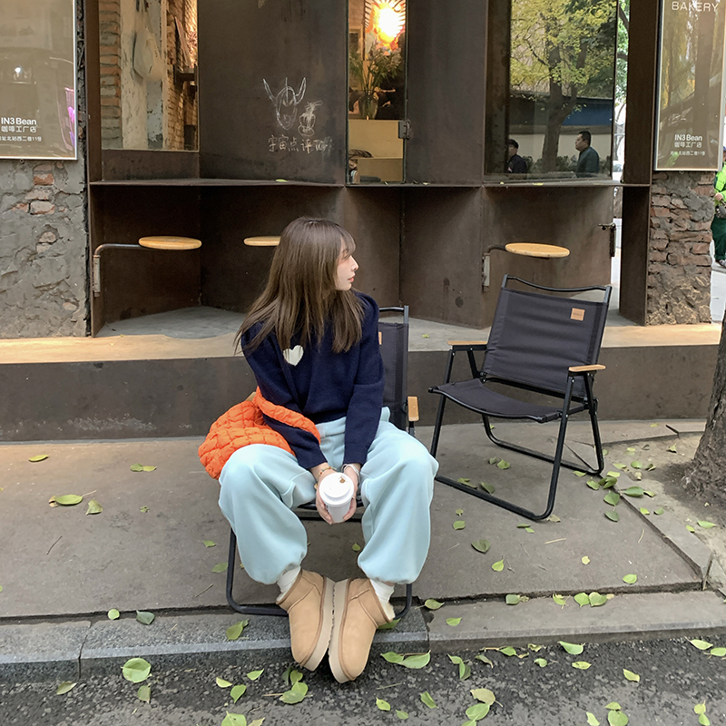 慵懒333sss束脚加绒卫裤女