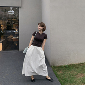 小白裙～白色夏季 333sss 有质感 棉布裙半身裙a字伞裙松紧腰裙子