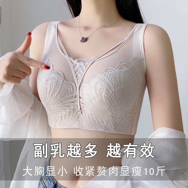蒲恋内衣蕾丝调整型大胸显小女士收副乳防下垂薄款透气上托文胸罩