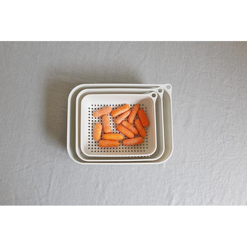 朴房 出口韩国 可挂式沥水篮洗菜厨房收纳筐水果蔬菜篮灰色三件套