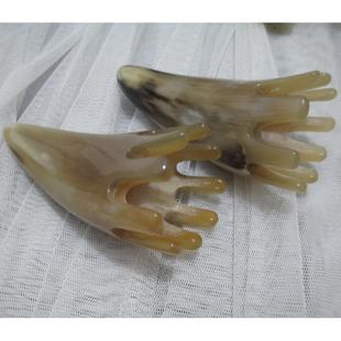 加厚小号牛角梳天然角尖宽齿梳点穴养发蓬松大齿经络头部按摩梳子