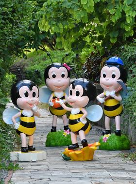 户外花园庭院卡通动物蜜蜂玻璃钢雕塑园林景观幼儿园装饰落地摆件