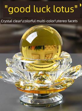 水晶莲花球形烛台可旋转手机眼镜珠宝柜台创意装饰家居中式风格