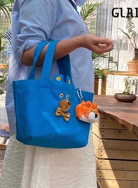 GLADEE日本原创设计坏小熊帆布手拎提包迷你托特遛娃便当饭包创意