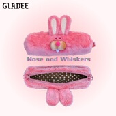 兔兔那么可爱笔袋日本GLADEE兔子毛绒化妆收纳包原创幽默设计礼物