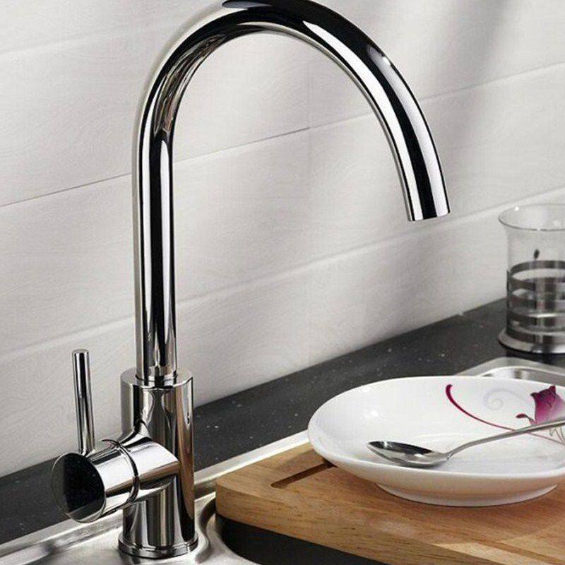 家用厨房全铜铜体冷热水混水阀抬启式龙头旋转水槽厨房菜盆水龙头